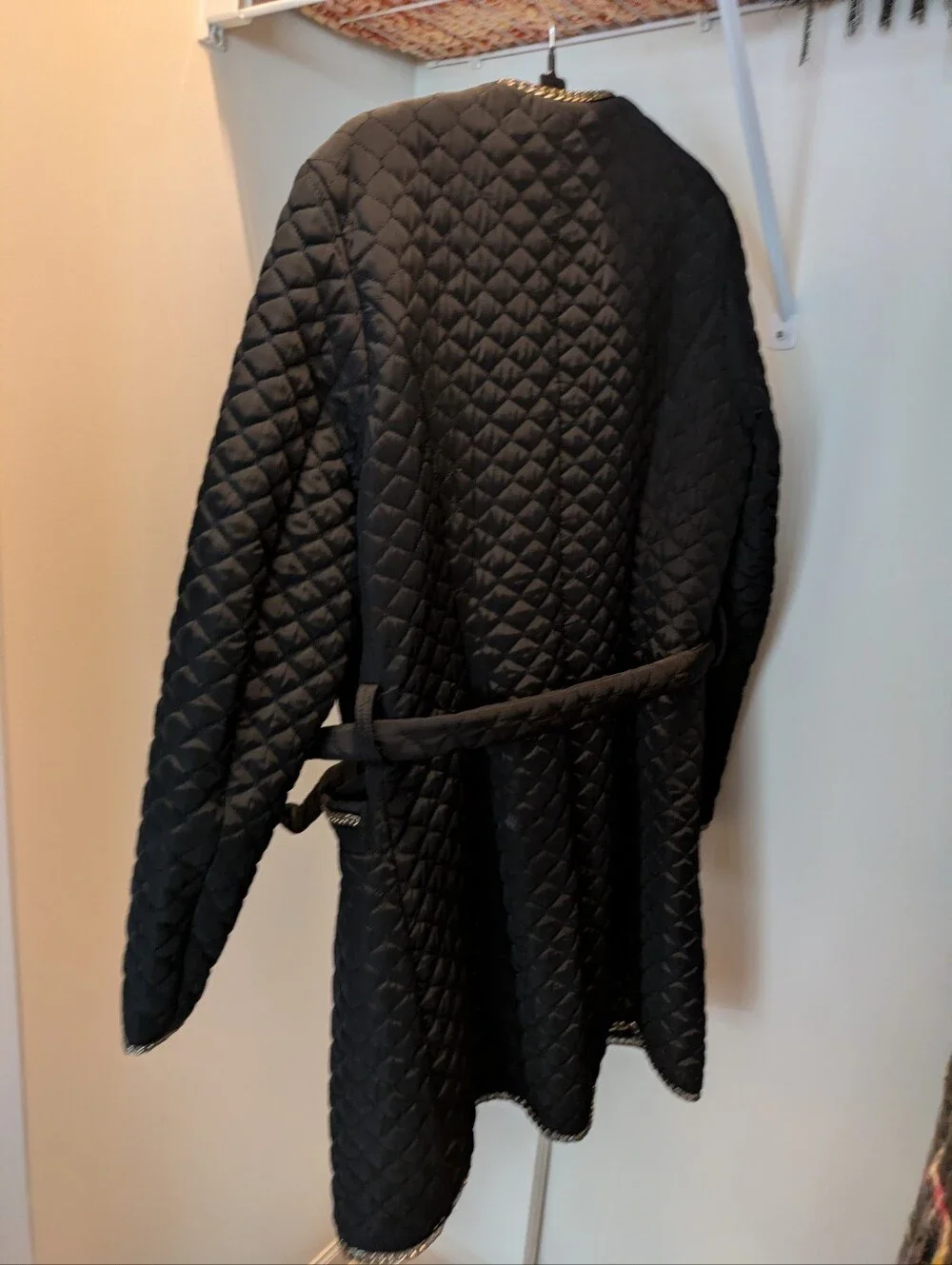 Vintage Chanel 3/4 Length Coat.  Gold Hardware & Emblem.  Belt & Pockets.